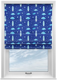 Blast Off, Blue Comet - Motorised Roman Blind